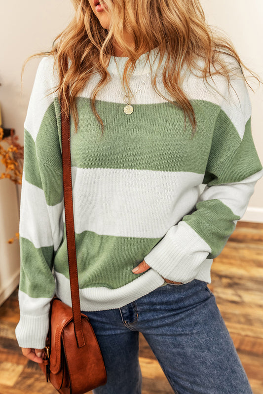 Color Block Loose Sleeve Knit Sweater